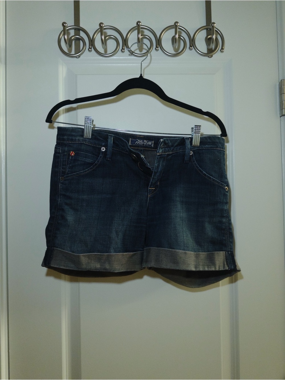 Hudson Jeans Dark Blue Rolled Hem Denim Shorts